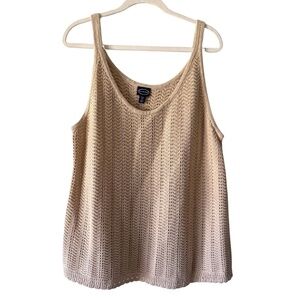 Scoop Tan Knit Crochet Tank Top